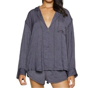 Free People Shine Time Sstin Sleep Top Only $128 Retail on Set in Grey/Purple